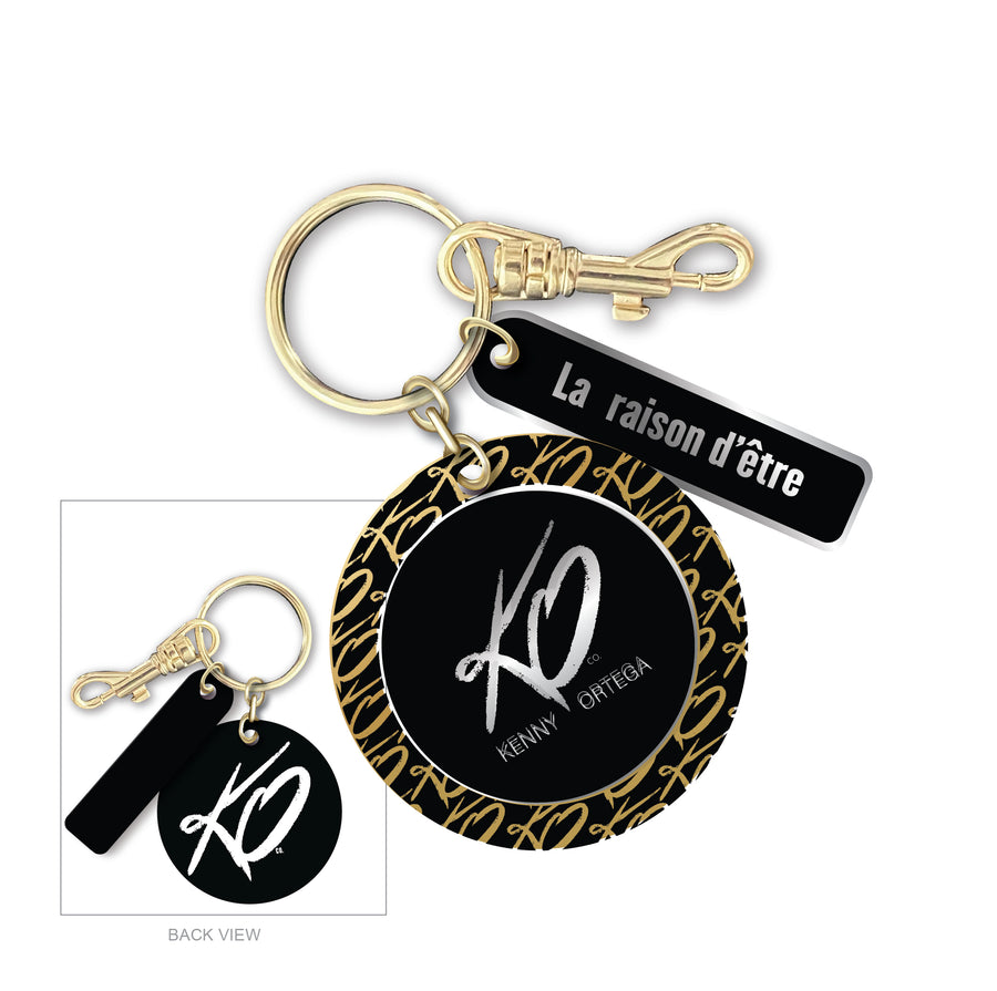 KO Keychain - Silver Signature Border